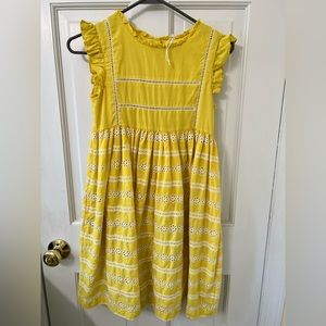 Mini Boden Mustard Eyelet Dress 10/11